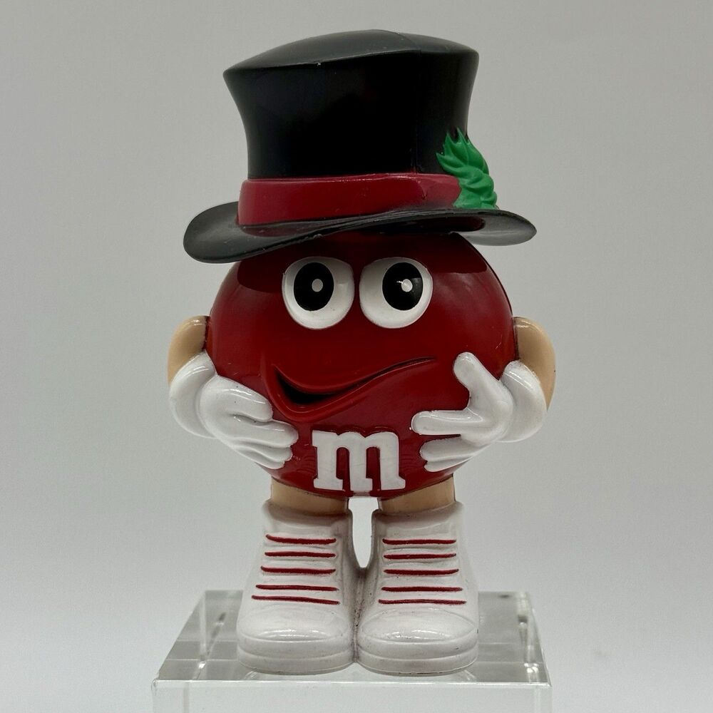 M&M's Mini‎ Character Christmas Theme Red With Black Top Hat 3.75“